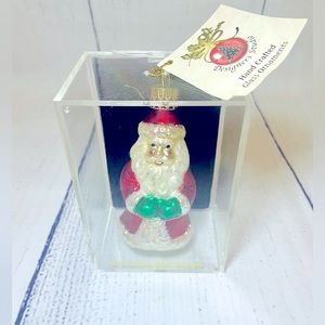 Vintage handmade glass Santa ornament Christmas Santa Claus Mercury Glass